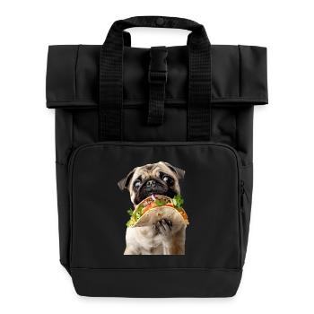 Pug - Roll Top Backpack with Two Handles - black - Front