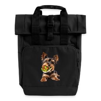 Yorkshire Terrier - Roll Top Backpack with Two Handles - black - Front