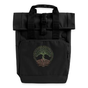 Neo Celtic Lebensbaum Symbolik - Rolltop Rucksack mit zwei Griffen - Schwarz - Vorne
