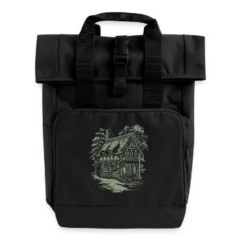 Dunkles Cottagecore Haus im Wald für - Rolltop Rucksack mit zwei Griffen - Schwarz - Vorne