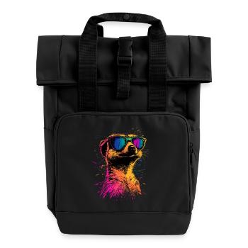 Lunettes de soleil suricate coloré mignon suricate - Sac à dos Roll Top à deux anses - noir - Devant