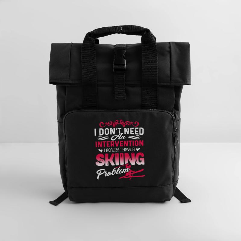 Realize I Have A Skiing Problem Roll Top Backpack with Two Handles