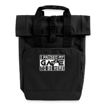 "I Paused My Game" - Funny Gaming Quote for Gamers - Roll Top Backpack with Two Handles - black - Front