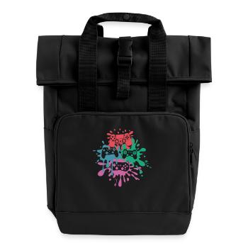 Pixel-Controller – Retro Gaming Design - Rolltop Rucksack mit zwei Griffen - Schwarz - Vorne