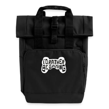 Lieber Zocken als alles andere – Gamer Spruch - Rolltop Rucksack mit zwei Griffen - Schwarz - Vorne