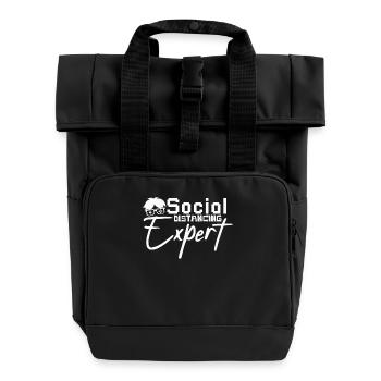 Experte im Social Distancing – Gamer Humor - Rolltop Rucksack mit zwei Griffen - Schwarz - Vorne