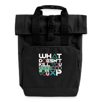 Was dich nicht umbringt, gibt dir XP – Motivation - Rolltop Rucksack mit zwei Griffen - Schwarz - Vorne