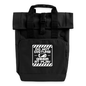 Gaming und Zocker Nicht stören – Gamer im Einsatz - Rolltop Rucksack mit zwei Griffen - Schwarz - Vorne