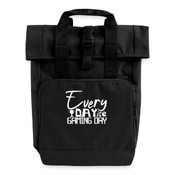 Gaming Gamers Every day is a gaming day - Roll Top Backpack with Two Handles - black - Front