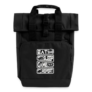 Gaming Gamer Eat Sleep Gamble Repeat - Roll Top Backpack with Two Handles - black - Front