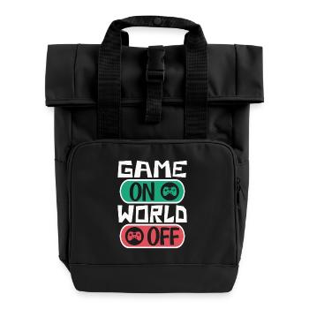 Gaming gamer game on, world off – dicton gamer - Sac à dos Roll Top à deux anses - noir - Devant
