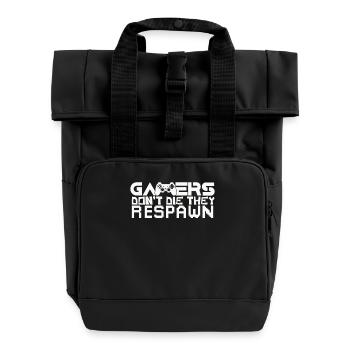 Gamer sterben nicht sie respawnen Gaming Zocken - Rolltop Rucksack mit zwei Griffen - Schwarz - Vorne