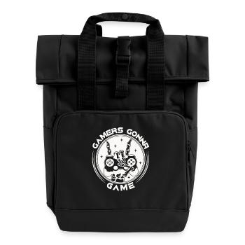 Gamer werden immer zocken Gaming Zubehör - Rolltop Rucksack mit zwei Griffen - Schwarz - Vorne