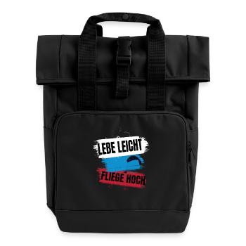 Vivre léger, voler haut - Le dicton du parapente - Sac à dos Roll Top à deux anses - noir - Devant