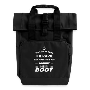 Ich Muss Nur Auf Mein Boot für einen - Rolltop Rucksack mit zwei Griffen - Schwarz - Vorne