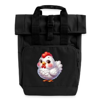 Chicken / Hünchen - Rolltop Rucksack mit zwei Griffen - Schwarz - Vorne