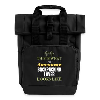 So sieht ein toller Backpacking-Liebhaber aus li - Rolltop Rucksack mit zwei Griffen - Schwarz - Vorne
