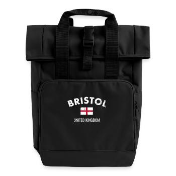 Bristol England Vintage English Flag English - Roll Top Backpack with Two Handles - black - Front