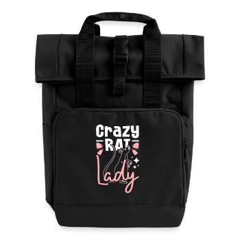 Crazy rat lady - Rolltop Rucksack mit zwei Griffen - Schwarz - Vorne