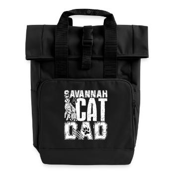 Savannah Cat Savannah Cat Dad - Roll Top Backpack with Two Handles - black - Front