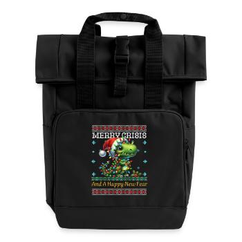 Noël laid Dino Weihnachten Joyeux Crise - Sac à dos Roll Top à deux anses - noir - Devant