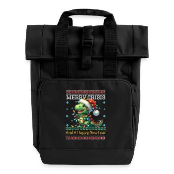 Joyeuse Crise Weihnachten Dino Noël laid - Sac à dos Roll Top à deux anses - noir - Devant