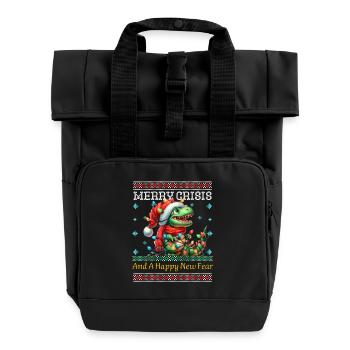 Dino T-Rex Joyeux Crise Noël Humour - Sac à dos Roll Top à deux anses - noir - Devant