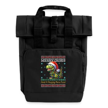 Weihnachten Merry Crisis Dino Ugly Christmas - Sac à dos Roll Top à deux anses - noir - Devant