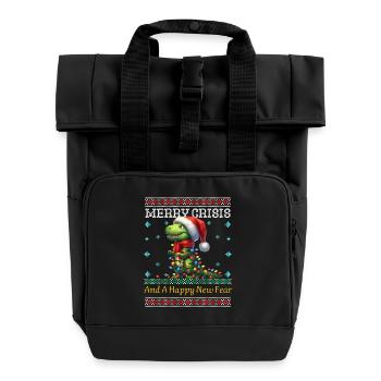 Dino Ugly Noël Joyeux Crise Weihnachten - Sac à dos Roll Top à deux anses - noir - Devant