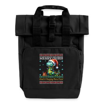 Dino Weihnachten Joyeux Crise Noël laid - Sac à dos Roll Top à deux anses - noir - Devant