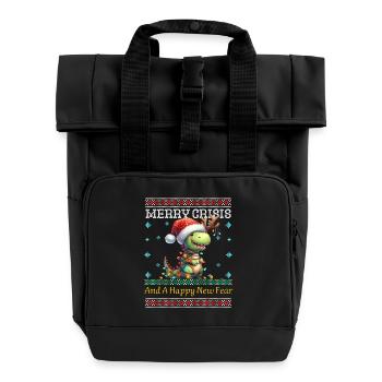 Weihnachten Merry Crisis Dino Ugly Christmas - Sac à dos Roll Top à deux anses - noir - Devant