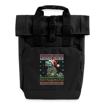 dinosaNoël T-Rex Joyeux Crise Moche Noël - Sac à dos Roll Top à deux anses - noir - Devant