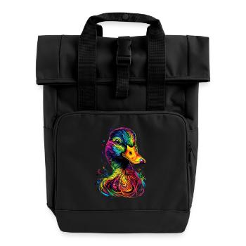 Ente Bunt Regenbogen Stockente Erpel Süße Enten - Rolltop Rucksack mit zwei Griffen - Schwarz - Vorne