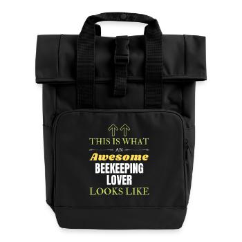 This is what an awesome Beekeeping lover looks lik - Roll Top Backpack with Two Handles - black - Front