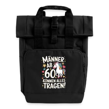 60. Geburtstag Mann 60 Jahre Deko Lustig Geschenk - Rolltop Rucksack mit zwei Griffen - Schwarz - Vorne