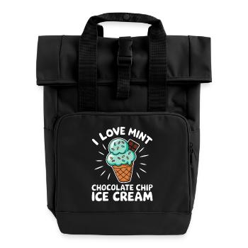 Crème glacée au chocolat et à la menthe disant cadeau de crème glacée à la menthe drôle - Sac à dos Roll Top à deux anses - noir - Devant