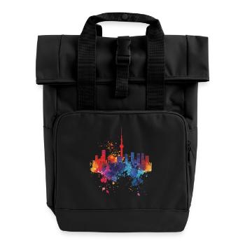 Tokio: - Rolltop Rucksack mit zwei Griffen - Schwarz - Vorne