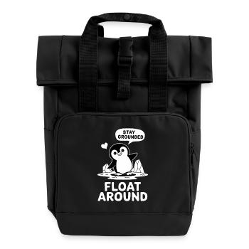 Pinguin Abenteuer: Stay Grounded Float Around - Rolltop Rucksack mit zwei Griffen - Schwarz - Vorne