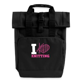 J’adore tricoter coeur motif joie - Sac à dos Roll Top à deux anses - noir - Devant