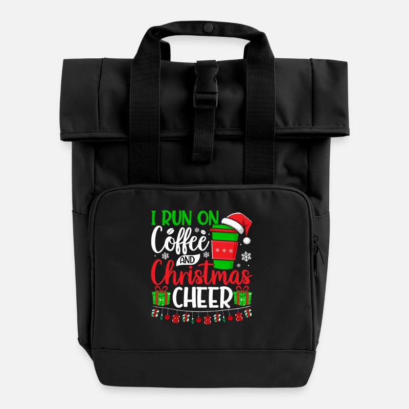 Je cours sur le café et l’ de Noël Caffina - Sac à dos Roll Top à deux anses - noir