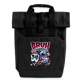 Astronaut 14. Geburtstag Weltall - Rolltop Rucksack mit zwei Griffen - Schwarz - Vorne