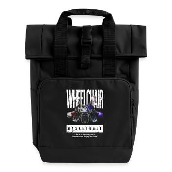Rollstuhlbasketball Rollstuhl Basketball - Rolltop Rucksack mit zwei Griffen - Schwarz - Vorne