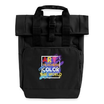 Art Teachers Color The World - Roll Top Backpack with Two Handles - black - Front