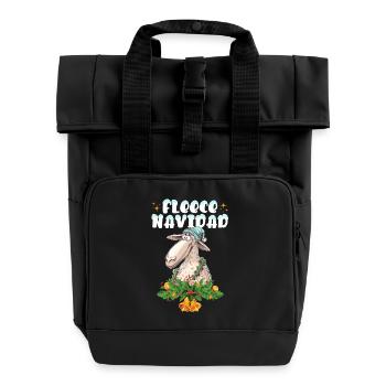 Feliz Navidad Fleece Navidad Schaf Weihnachten Fun - Rolltop Rucksack mit zwei Griffen - Schwarz - Vorne