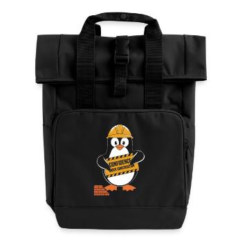 Self-confidence in construction penguin construction helmet - Roll Top Backpack with Two Handles - black - Front