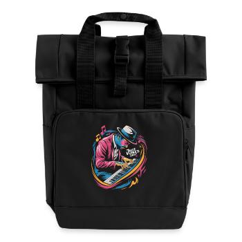 Jazz Vibes Only Music Lover Art - Roll Top Backpack with Two Handles - black - Front