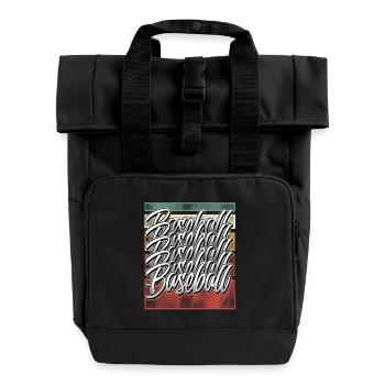 Baseball - Rolltop Rucksack mit zwei Griffen - Schwarz - Vorne