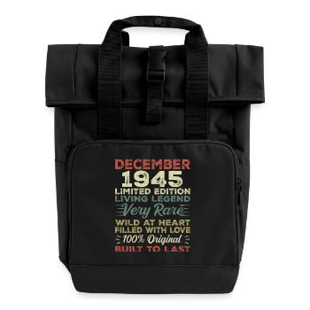 December 1945 - birthday December 1945 year - Roll Top Backpack with Two Handles - black - Front