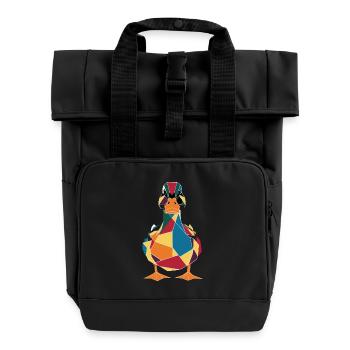 Style canard géométrique coloré pour les amateurs d’art - Sac à dos Roll Top à deux anses - noir - Devant