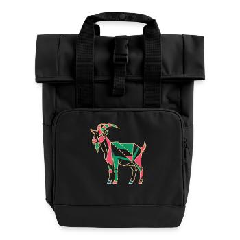 geomGeometric Farm Animal Graphic Goat Colorful - Roll Top Backpack with Two Handles - black - Front